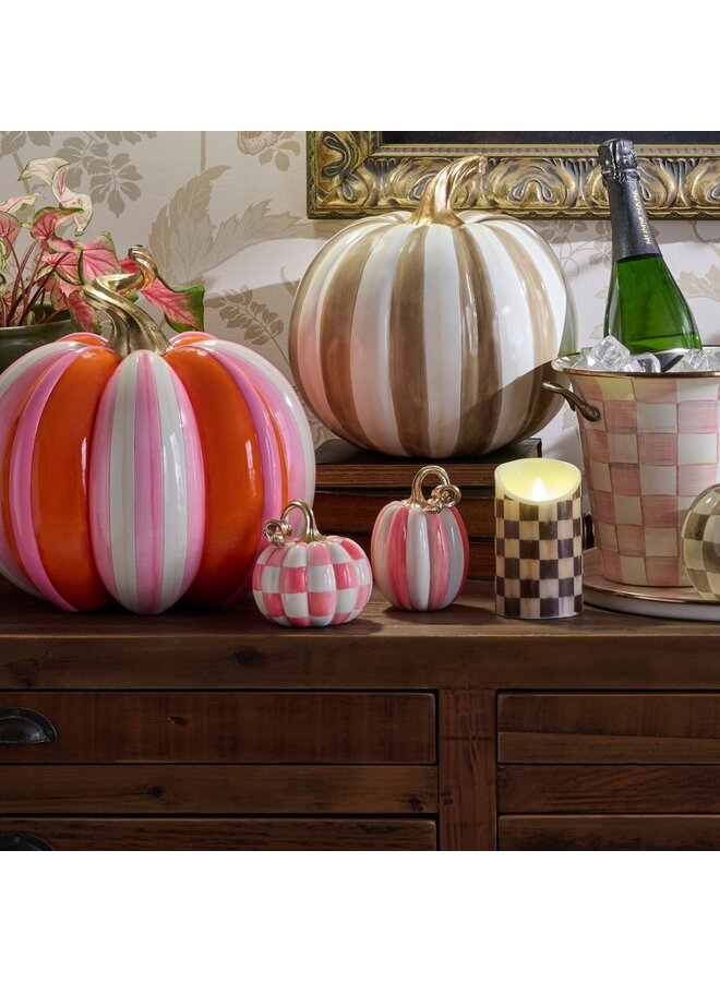 Bubblegum Check and Stripe Petite Pumpkins, Set of 2