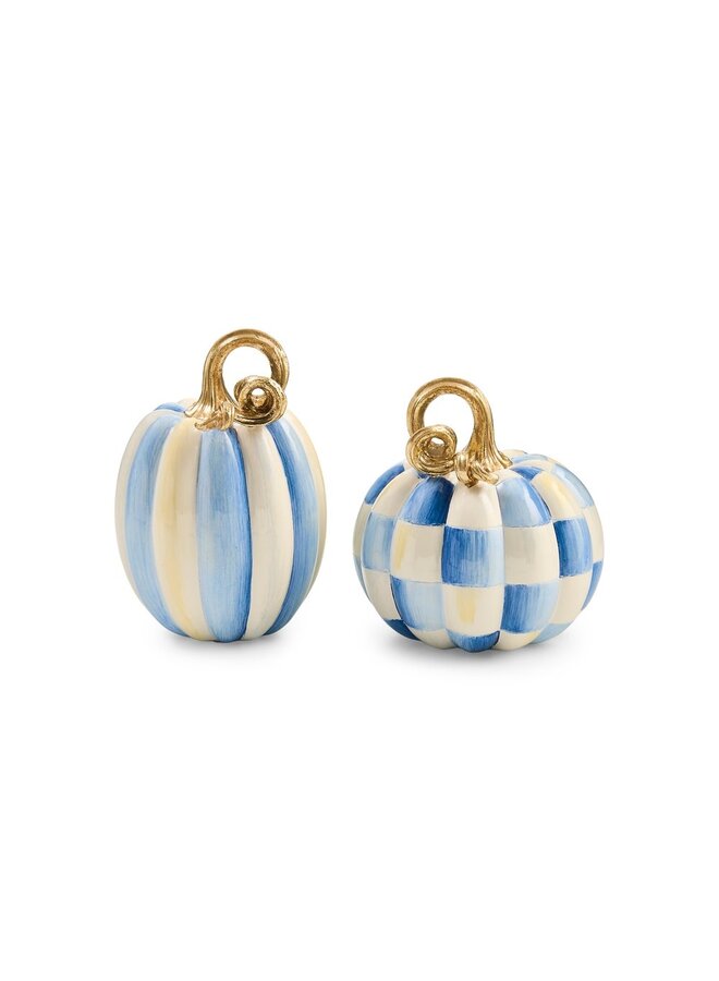 Royal Check and Stripe Petite Pumpkins, Set of 2