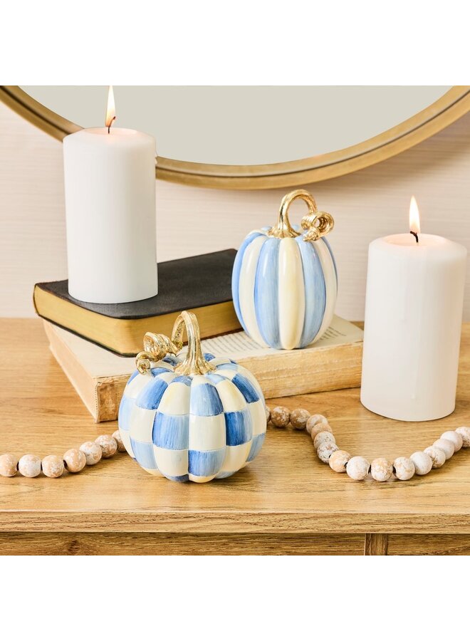 Royal Check and Stripe Petite Pumpkins, Set of 2