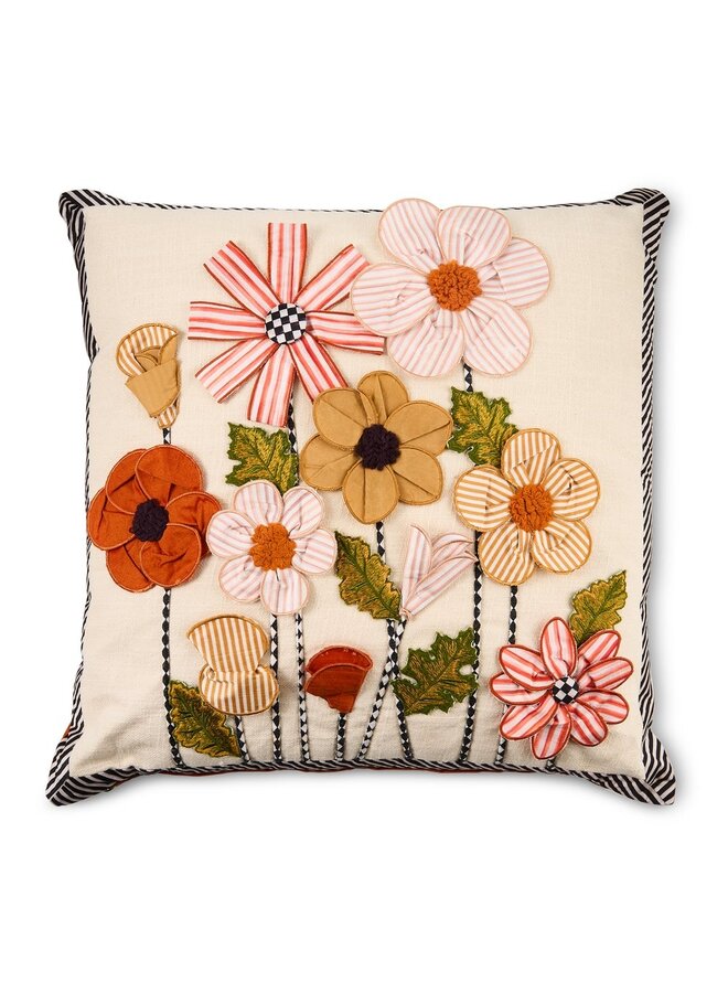 Striped Flowers Throw Pillow