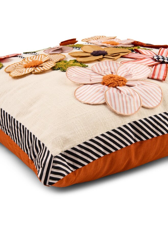 Striped Flowers Throw Pillow