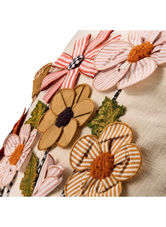 Striped Flowers Throw Pillow