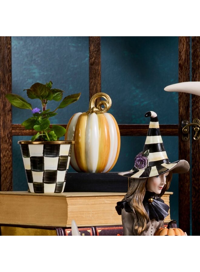 Orange Check and Stripe Petite Pumpkins, Set of 2