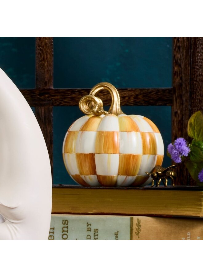 Orange Check and Stripe Petite Pumpkins, Set of 2