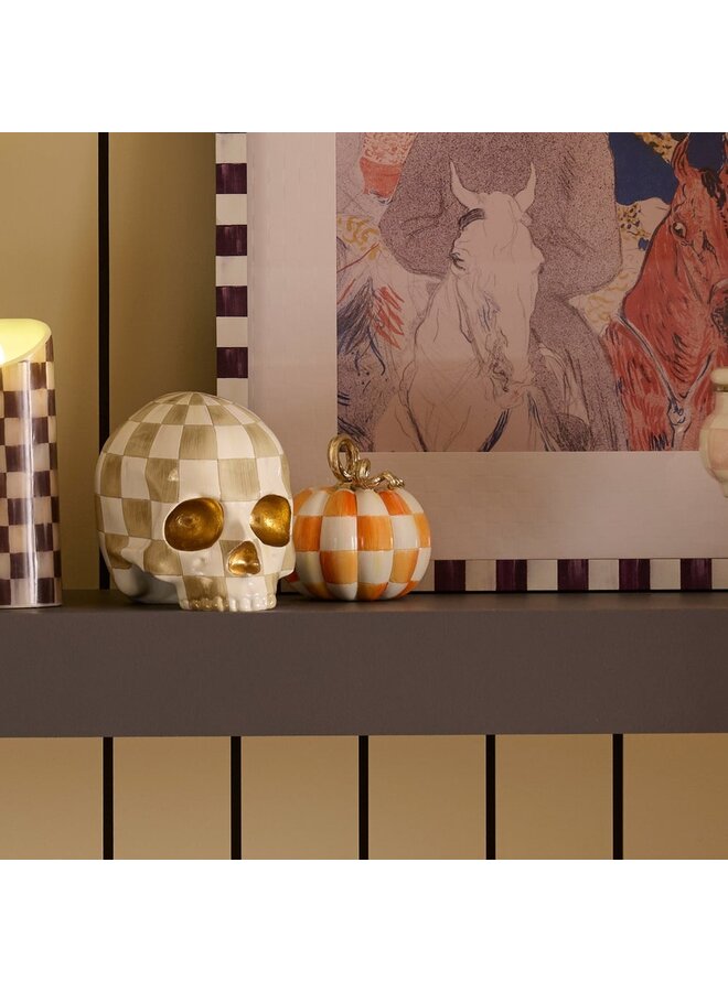 Orange Check and Stripe Petite Pumpkins, Set of 2