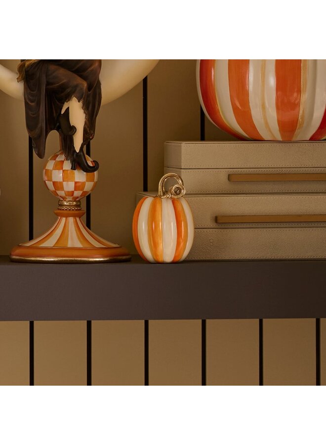 Orange Check and Stripe Petite Pumpkins, Set of 2