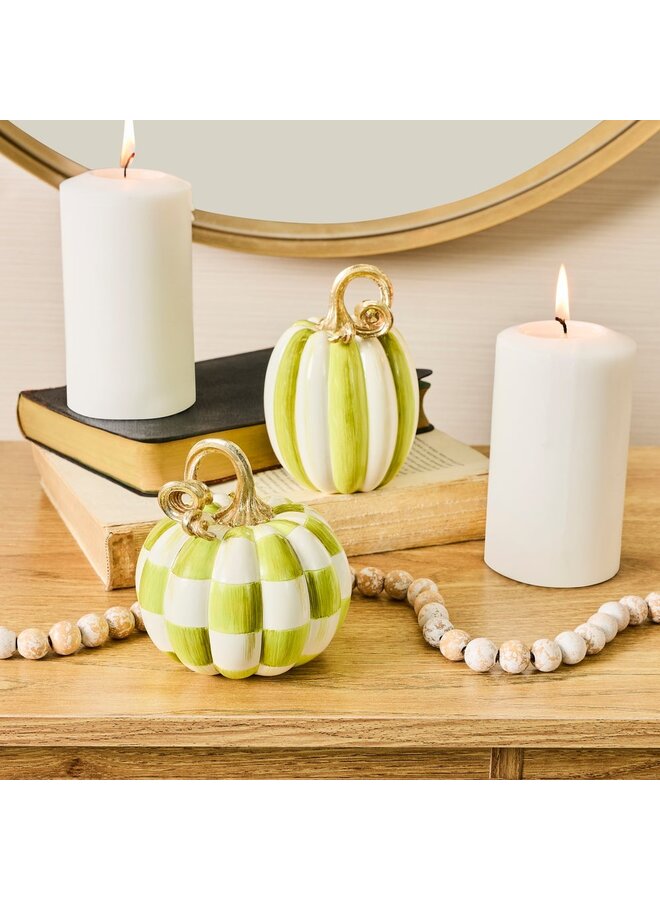Moss Check and Stripe Petite Pumpkins, Set of 2
