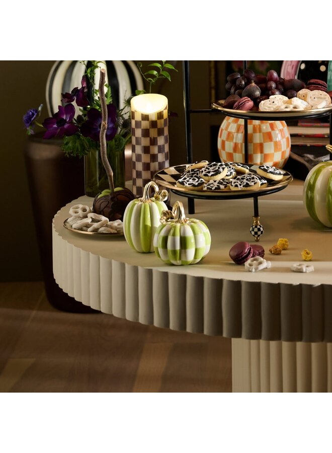 Moss Check and Stripe Petite Pumpkins, Set of 2