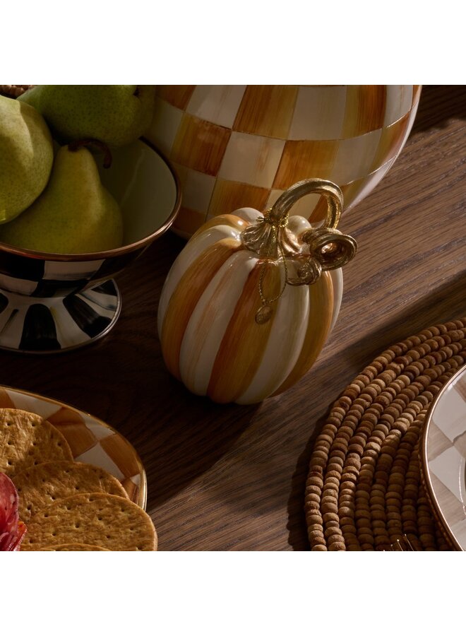 Amber Check and Stripe Petite Pumpkins, Set of 2