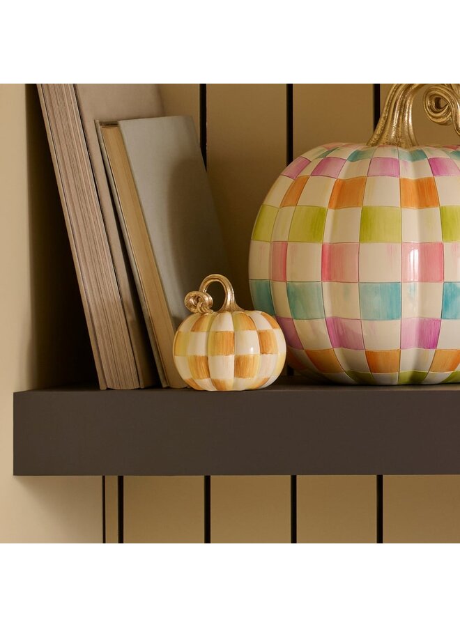 Amber Check and Stripe Petite Pumpkins, Set of 2