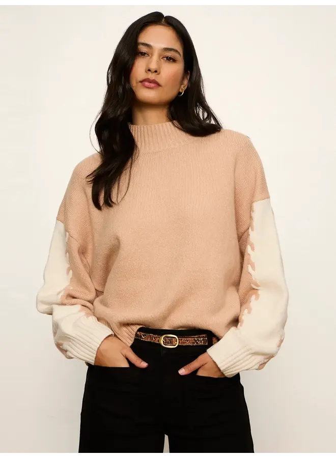 Color Block Mockneck Pullover-