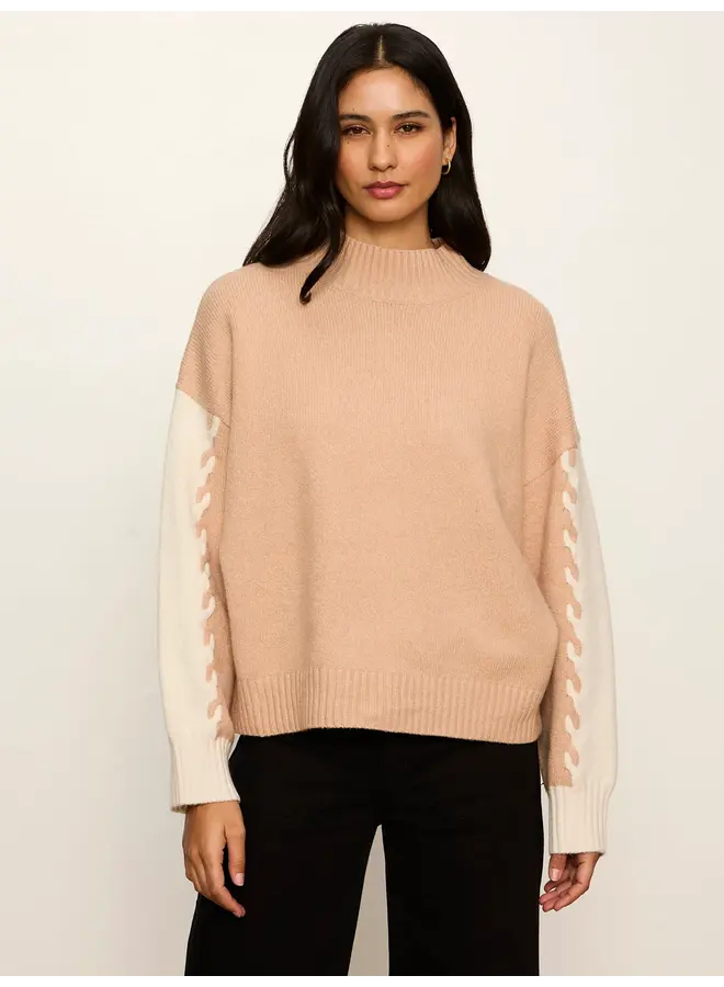 Color Block Mockneck Pullover-