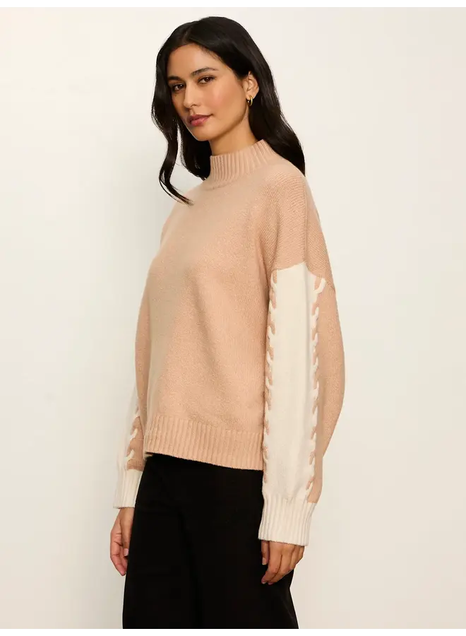 Color Block Mockneck Pullover-