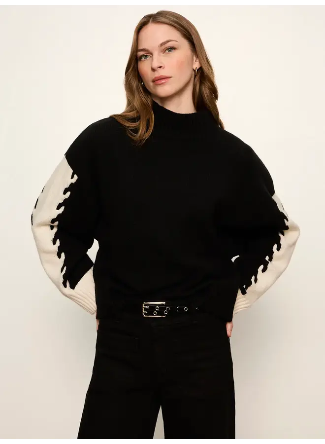 Color Block Mockneck Pullover-