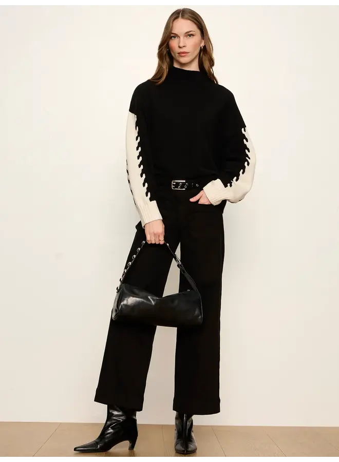 Color Block Mockneck Pullover-