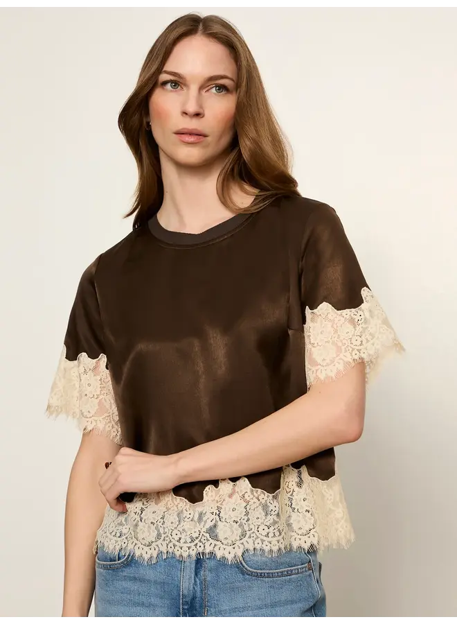 One Of a Kind Satin Lace Top-