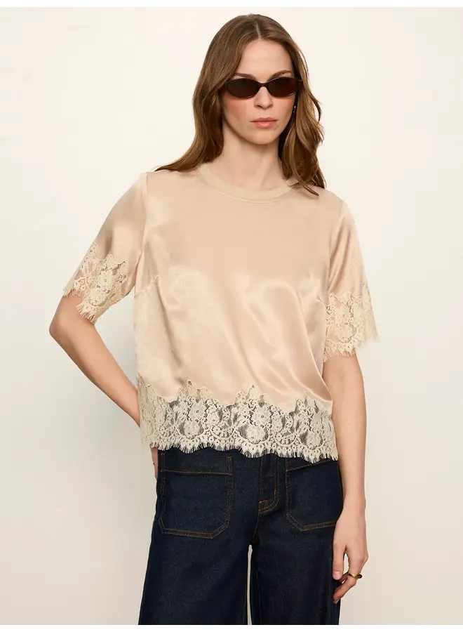 One Of a Kind Satin Lace Top-
