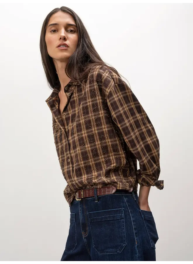 Avery Beaded Crop Shirt-