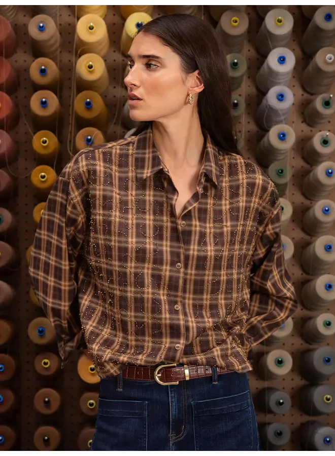 Avery Beaded Crop Shirt-