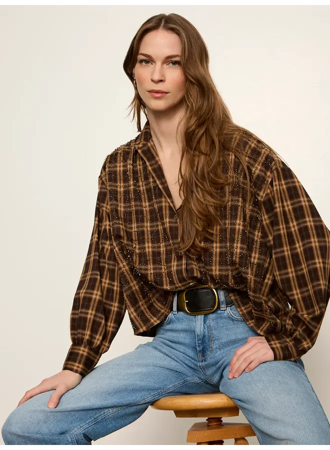 Avery Beaded Crop Shirt-