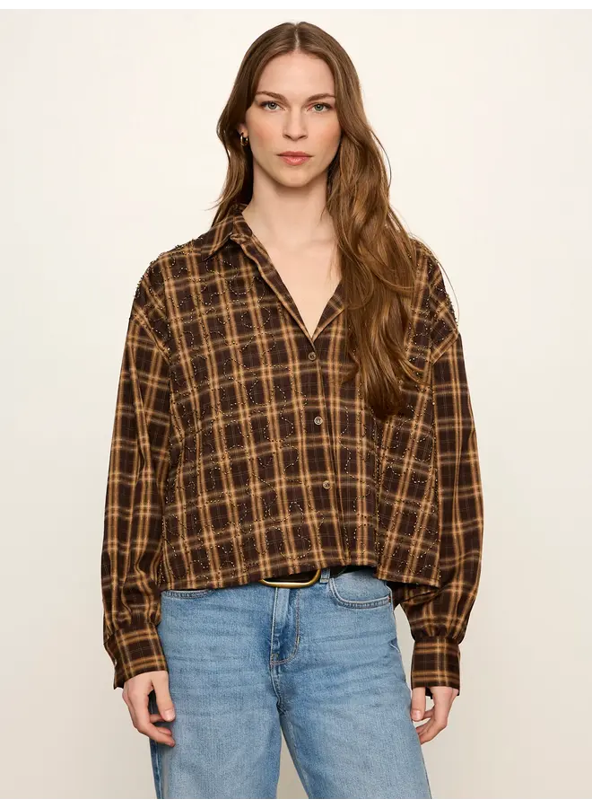 Avery Beaded Crop Shirt-