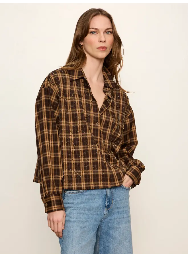 Avery Beaded Crop Shirt-