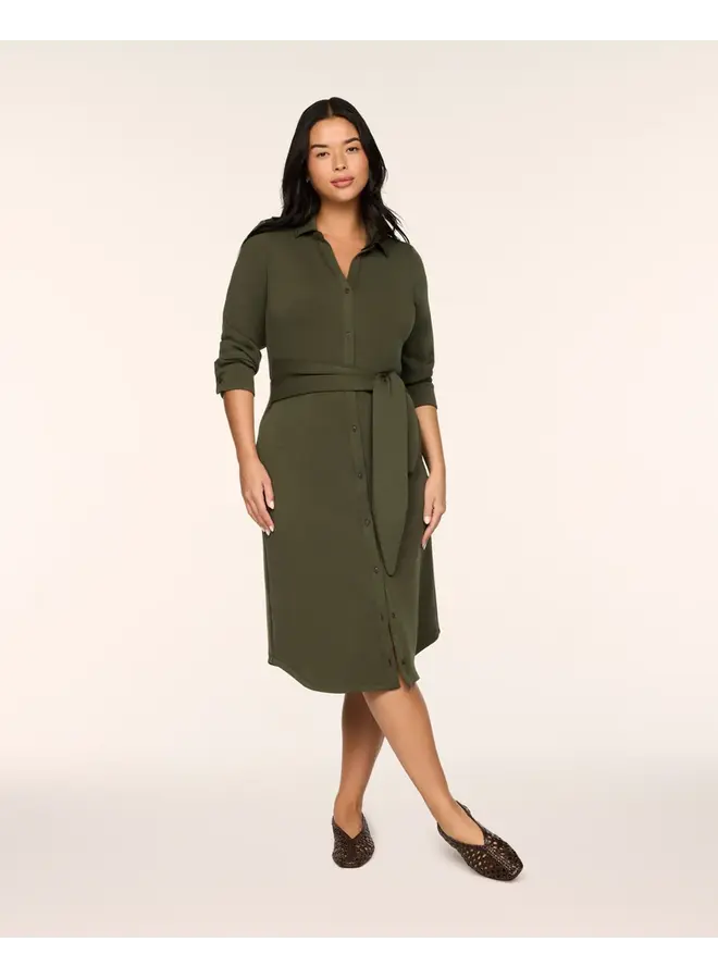 Airessentials Tie-Waist Midi Shirt Dress-