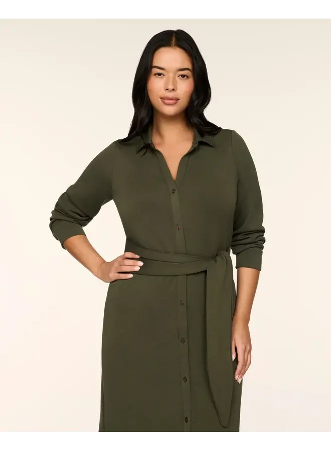 Airessentials Tie-Waist Midi Shirt Dress-