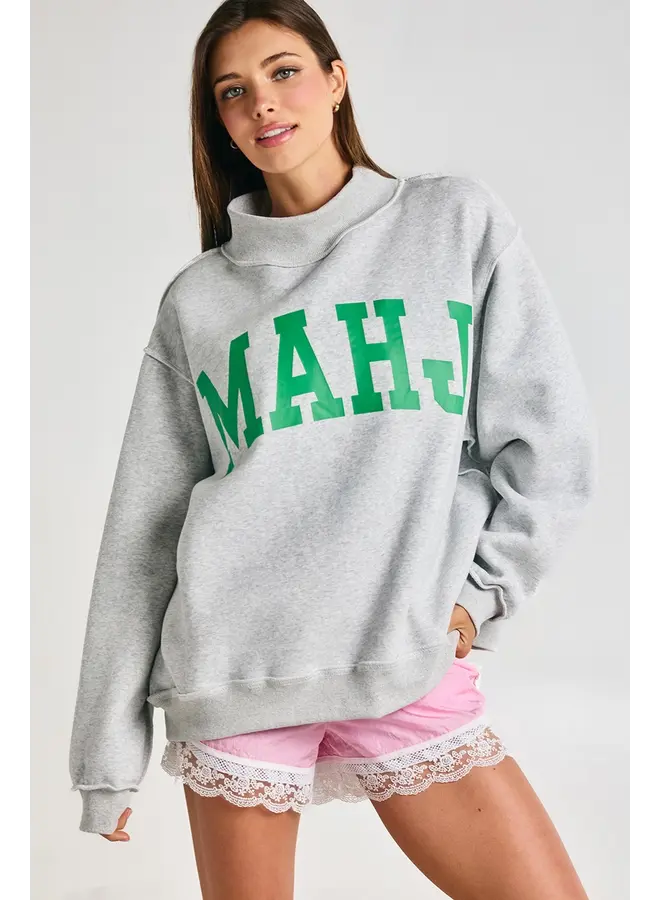 Mahjong Reversible Mock Neck Sweatshirt