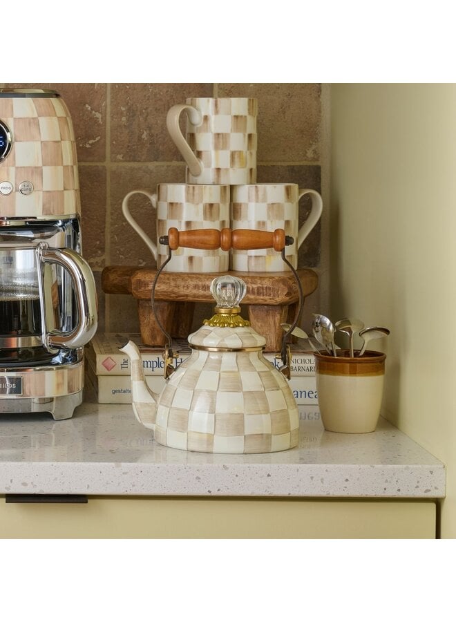 Mocha Check 1 Quart Tea Kettle