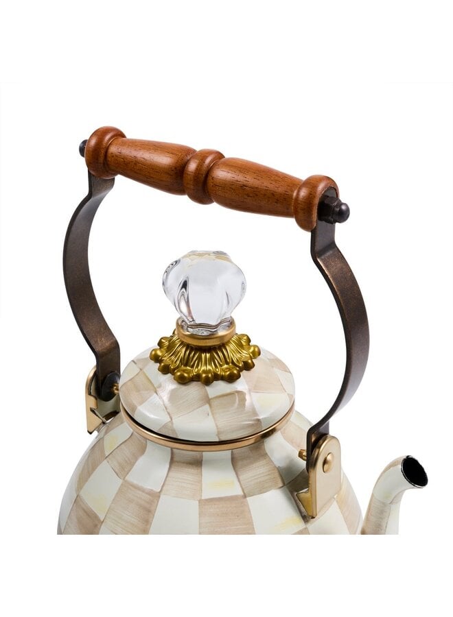 Mocha Check 1 Quart Tea Kettle