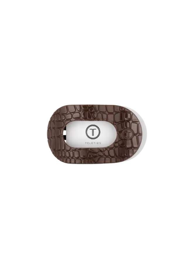 Brown Crocodile Small Flat Round Hair Clip