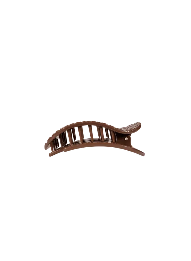 Brown Crocodile Small Flat Round Hair Clip