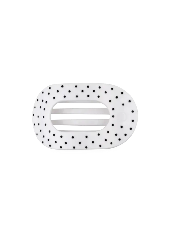 Flat Round Hair Clip-Medium-White Polka Dot Party