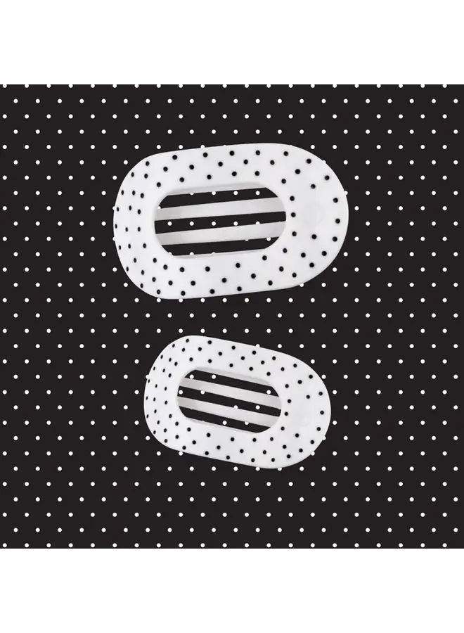 Flat Round Hair Clip-Medium-White Polka Dot Party