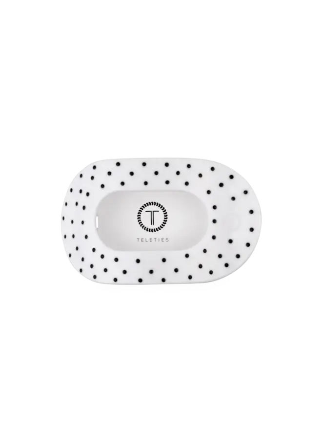 Flat Round Hair Clip-Medium-White Polka Dot Party