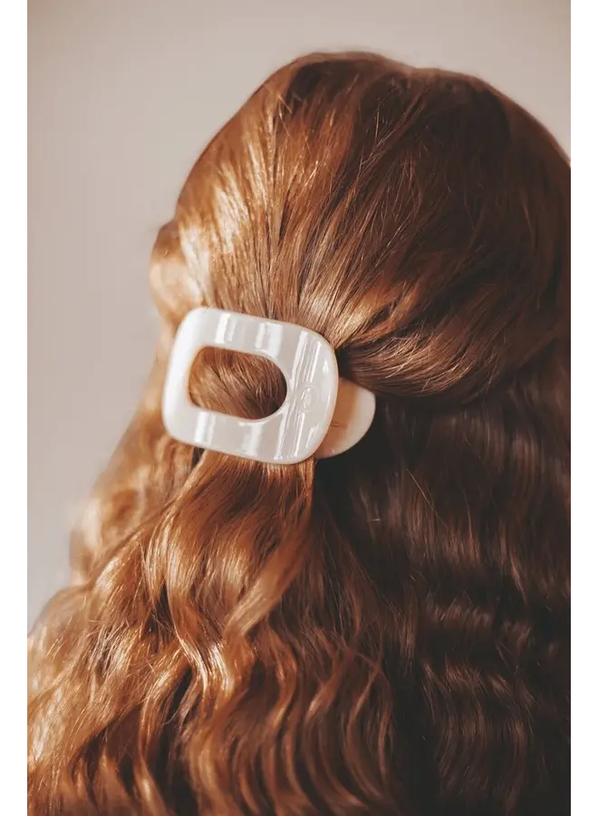 Almond Beige Small Flat Round Hair Clip