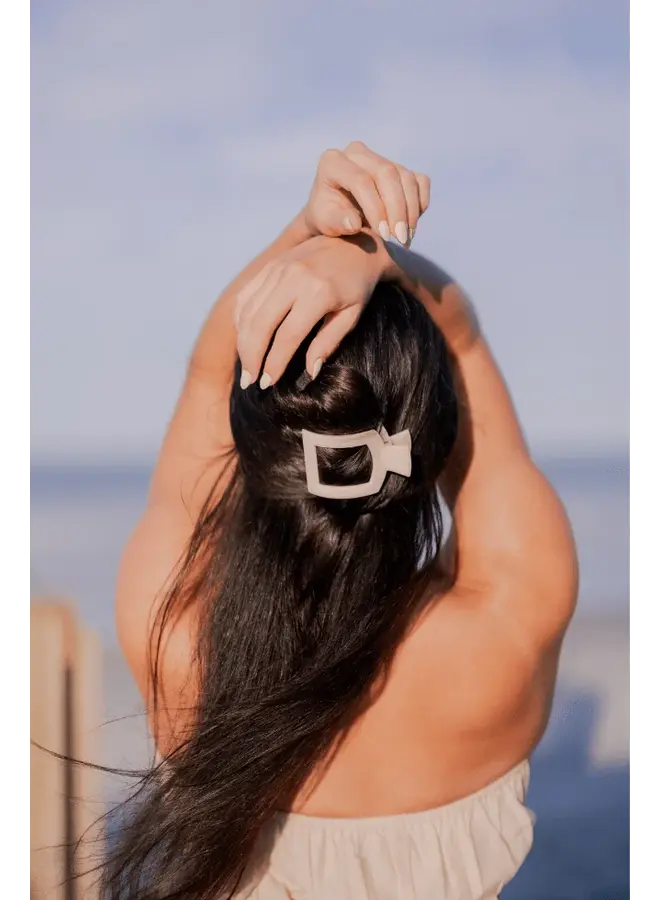 Flat Square Hair Clip - Medium - Almond Beige