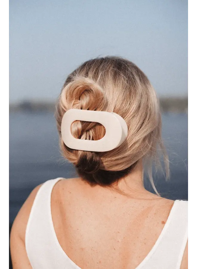 Flat Round Hair Clip - Large - Almond Beige