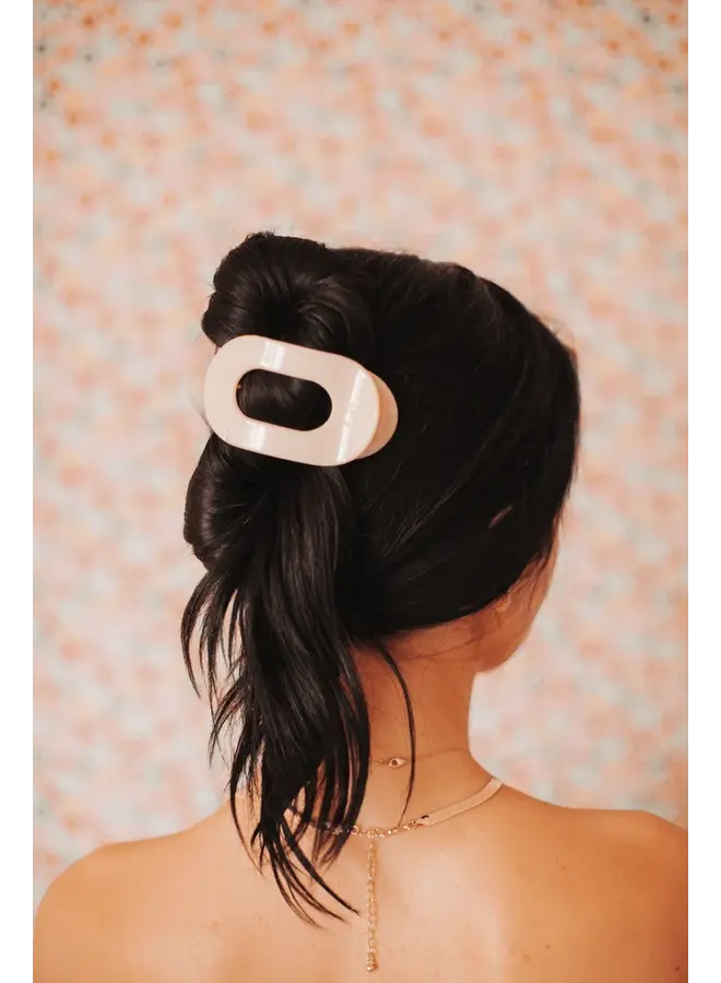 Round Flat Hair Clip - Medium-Almond Beige