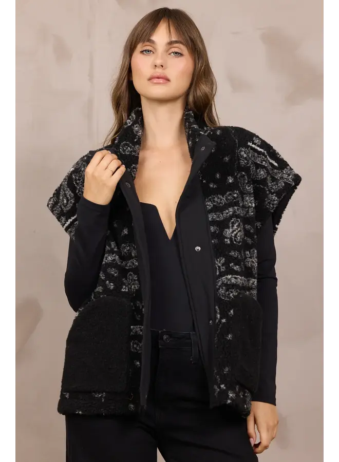 Bandana Printed Sherpa Vest