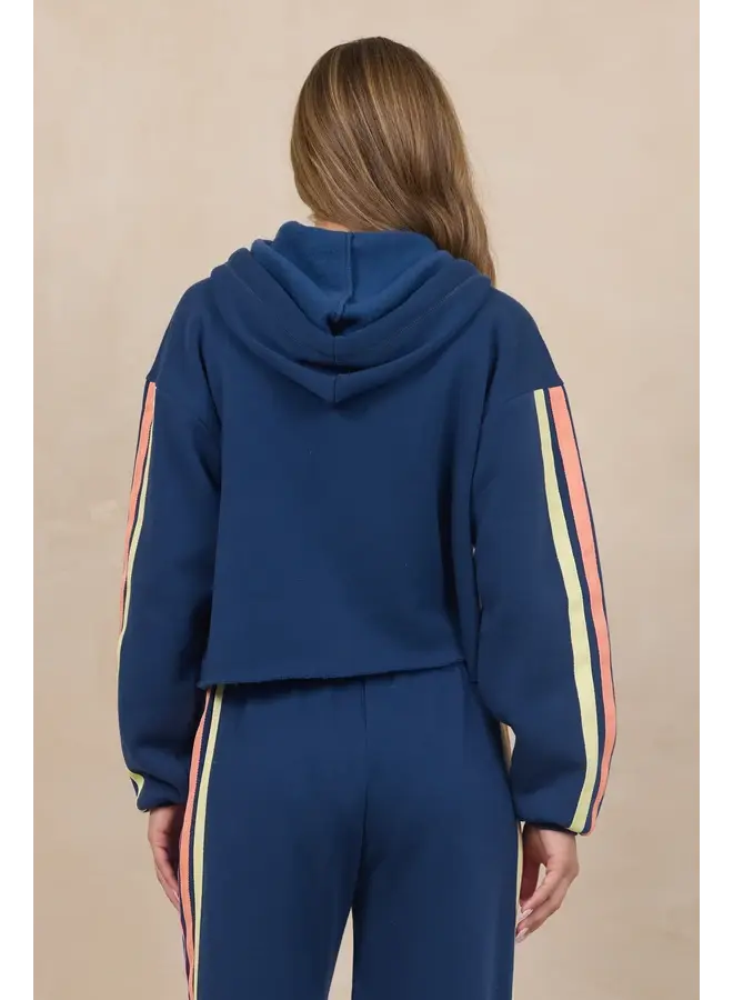 Stripe Fleece Wide Zip Up-