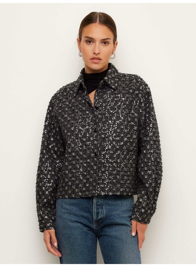 Allora Sequin Denim Shirt Jacket-