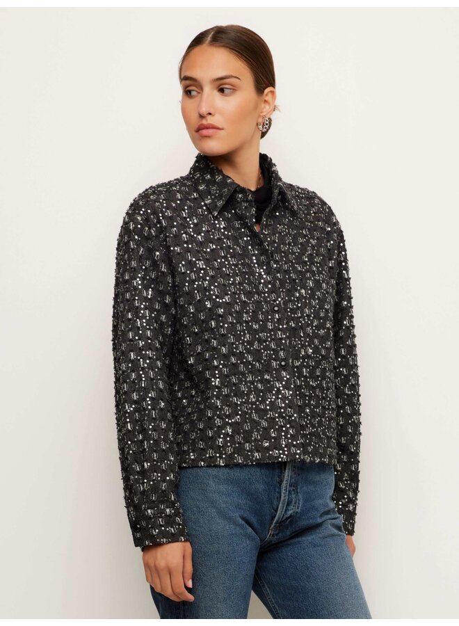 Allora Sequin Denim Shirt Jacket-