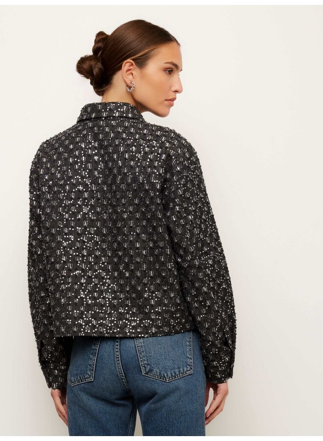 Allora Sequin Denim Shirt Jacket-