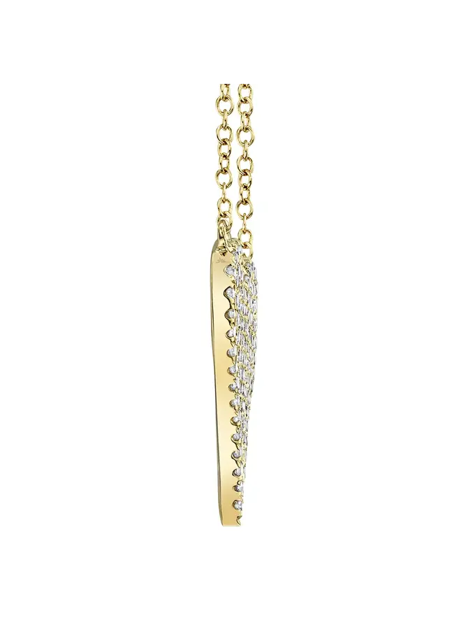 14K Yellow Gold and Diamond Pave Heart Necklace (.21ct/.55"L)