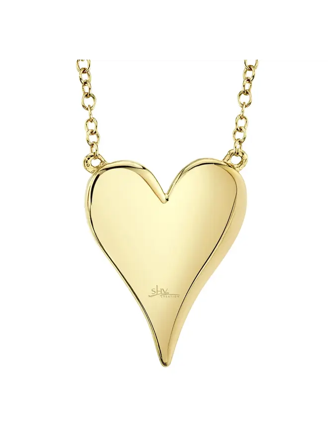 14K Yellow Gold and Diamond Pave Heart Necklace (.21ct/.55"L)