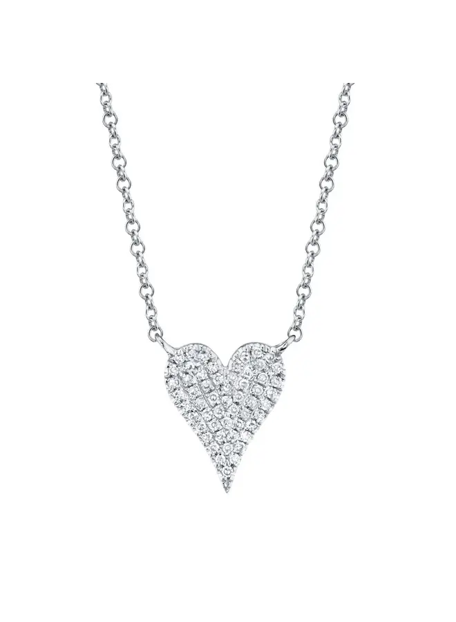14K White Gold and Diamond Heart Necklace (.11ct)
