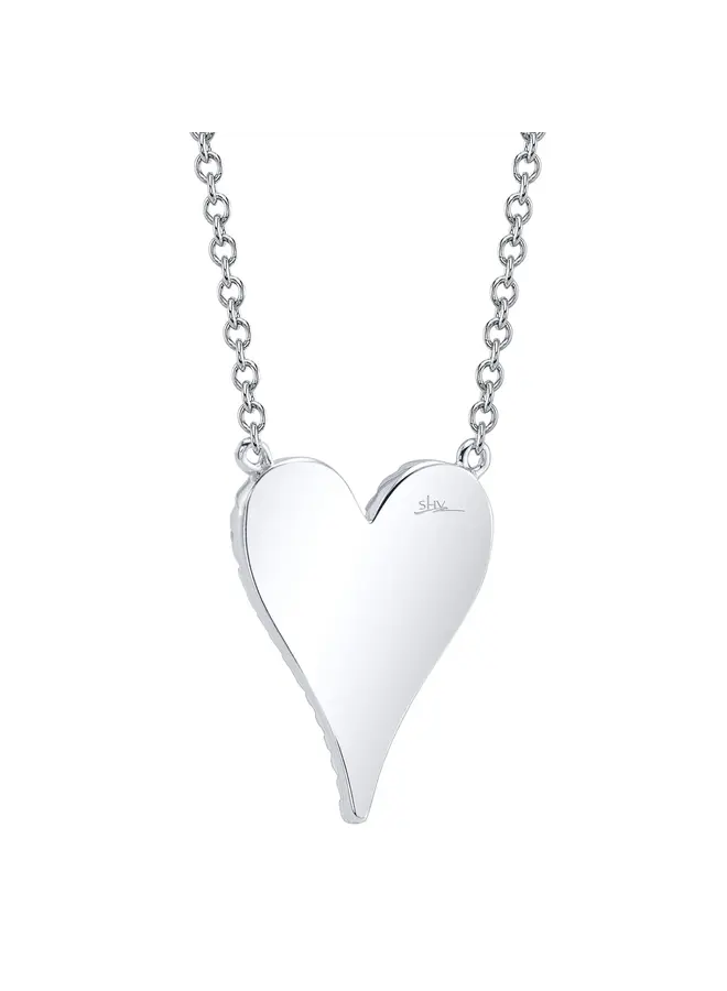 14K White Gold and Diamond Heart Necklace (.11ct)