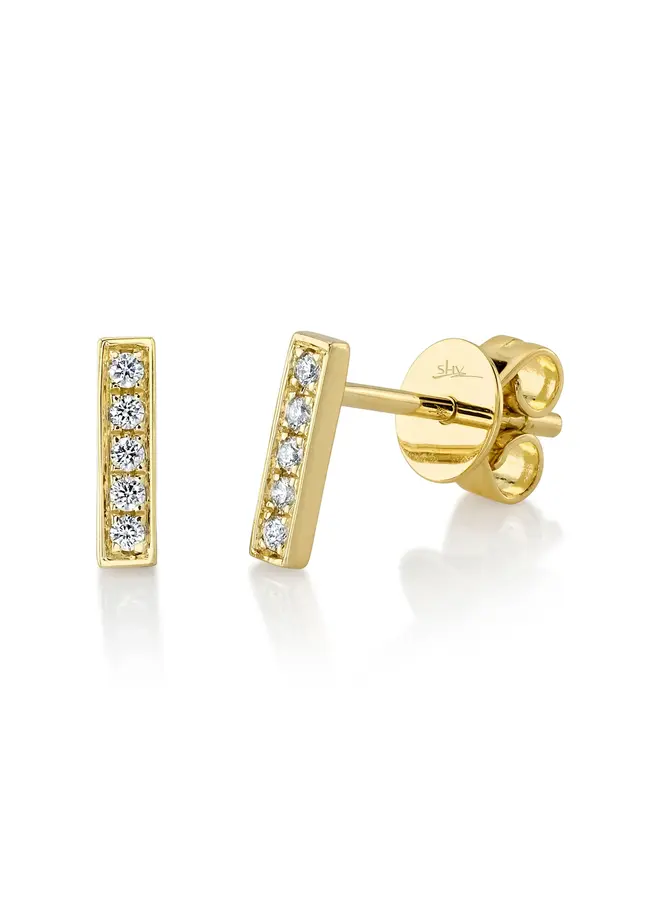 14K Yellow Gold and Diamond Mini Bar Earrings (.08ct)